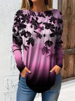 Women's T Shirt Tee Pink Blue Green Floral Print Long Sleeve Daily Weekend Fashion Round Neck Regular Fit Painting Spring &Fall 6 Women's T Shirt Tee Pink Blue Green Floral Print Long Sleeve Daily Weekend Fashion Round Neck Regular Fit Painting Spring &Fall -Cheap Plus Fit Dress Store aadxhc1696763402220