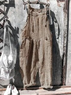 Women's Overall Pocket Print Plaid V Neck Streetwear Street Daily Regular Fit Sleeveless Black White Yellow S M L Summer 17 Women's Overall Pocket Print Plaid V Neck Streetwear Street Daily Regular Fit Sleeveless Black White Yellow S M L Summer -Cheap Plus Fit Dress Store abieza1692615962341