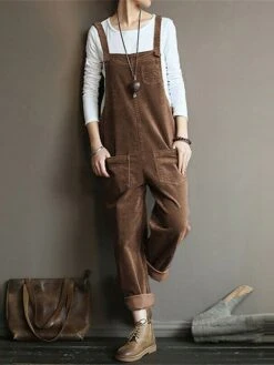 Women's Cord Overall Pocket Solid Color Corduroy U Neck Streetwear Street Daily Regular Fit Sleeveless Cai Lan Black Brown S M L Fall 8 Women's Cord Overall Pocket Solid Color Corduroy U Neck Streetwear Street Daily Regular Fit Sleeveless Cai Lan Black Brown S M L Fall -Cheap Plus Fit Dress Store acjhpm1692182608744