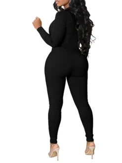 Women's Jumpsuit Zipper Solid Color V Neck Active Street Sport Regular Fit Long Sleeve Blue Khaki Dark Gray S M L Winter -Cheap Plus Fit Dress Store acuoca1660905027343