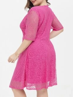 Women's Plus Size Curve Party Dress Lace Dress Cocktail Dress Midi Dress Fuchsia Half Sleeve Pure Color Lace Summer Spring Fall V Neck Fashion Birthday Wedding Guest Vacation 2023 XL XXL 3XL 4XL 18 Women's Plus Size Curve Party Dress Lace Dress Cocktail Dress Midi Dress Fuchsia Half Sleeve Pure Color Lace Summer Spring Fall V Neck Fashion Birthday Wedding Guest Vacation 2023 XL XXL 3XL 4XL -Cheap Plus Fit Dress Store acxvor1692157193178
