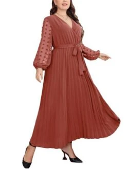 Women's Plus Size Prom Dress Party Dress Wedding Guest Dress Long Dress Maxi Dress Red Long Sleeve Pure Color Lace Up Fall Winter Autumn V Neck Fashion Winter Dress Evening Party Wedding Guest 2023 L -Cheap Plus Fit Dress Store advhqn1693535317102