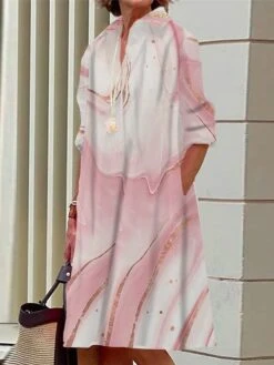 Women's Shirt Dress Casual Dress Midi Dress Outdoor Office Daily Polyester Fashion Modern Shirt Collar Button Pocket Long Sleeve Summer Spring Fall 2023 Loose Fit Light Pink Pink Dark Pink Ombre S M -Cheap Plus Fit Dress Store afcsao1690436735216