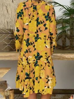 Women‘s Plus Size Curve Casual Dress Floral V Neck Print Long Sleeve Fall Spring Casual Short Mini Dress Daily Vacation Dress -Cheap Plus Fit Dress Store agldow1660643932172