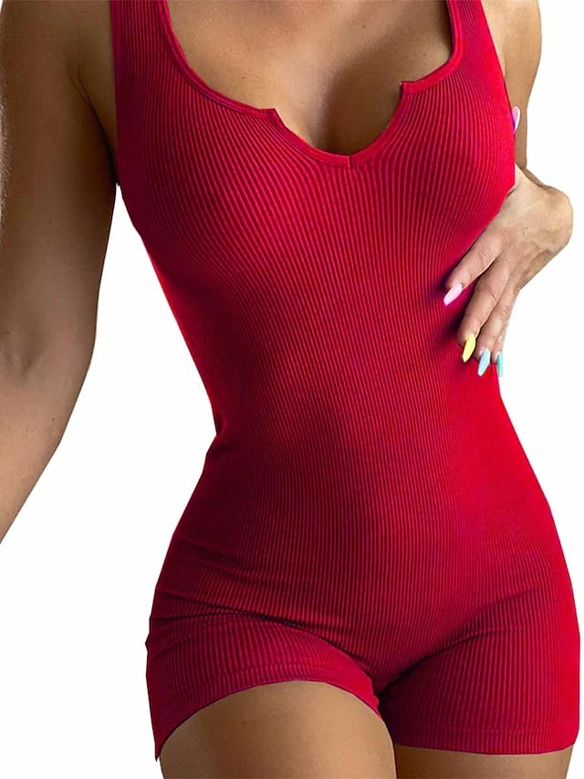 Women's Romper Workout Bodysuit Backless High Waist Solid Color U Neck Sexy Street Daily Regular Fit Sleeveless Black White Wine XS S M Summer Fall Gym 10 Women's Romper Workout Bodysuit Backless High Waist Solid Color U Neck Sexy Street Daily Regular Fit Sleeveless Black White Wine XS S M Summer Fall Gym - Image 10
