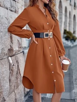 Women's Shirt Dress Casual Dress Mini Dress Outdoor Daily Date Polyester Fashion Modern V Neck Ruched Button Long Sleeve Fall Winter 2023 Loose Fit ArmyGreen Orange Apricot Pure Color S M L XL 22 Women's Shirt Dress Casual Dress Mini Dress Outdoor Daily Date Polyester Fashion Modern V Neck Ruched Button Long Sleeve Fall Winter 2023 Loose Fit ArmyGreen Orange Apricot Pure Color S M L XL -Cheap Plus Fit Dress Store agqgpf1695644875731
