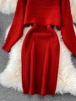 Women's Two Piece Dress Set Casual Dress Sheath Dress Outdoor Daily Fashion Streetwear Ruched Midi Dress Crew Neck Long Sleeve Plain Loose Fit Black White Wine Fall Winter One-Size 25 Women's Two Piece Dress Set Casual Dress Sheath Dress Outdoor Daily Fashion Streetwear Ruched Midi Dress Crew Neck Long Sleeve Plain Loose Fit Black White Wine Fall Winter One-Size -Cheap Plus Fit Dress Store agqpyg1694057144144