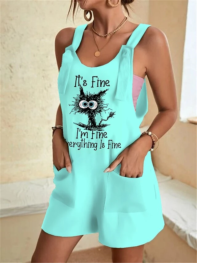 Jumpsuits For Women Summer Overall Pocket Print Letter Square Neck Casual Daily Baggy Shorts Loose Fit Strap Sleeveless Light Green Pink Blue S M L 1 Jumpsuits For Women Summer Overall Pocket Print Letter Square Neck Casual Daily Baggy Shorts Loose Fit Strap Sleeveless Light Green Pink Blue S M L