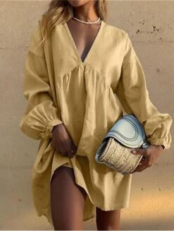 Women's Casual Dress Cotton Linen Dress Mini Dress Cotton Basic Classic Outdoor Daily Vacation V Neck Basic Long Sleeve Summer Spring Fall 2023 Loose Fit Yellow Red Blue Plain S M L XL 2XL 8 Women's Casual Dress Cotton Linen Dress Mini Dress Cotton Basic Classic Outdoor Daily Vacation V Neck Basic Long Sleeve Summer Spring Fall 2023 Loose Fit Yellow Red Blue Plain S M L XL 2XL -Cheap Plus Fit Dress Store ajgick1690881681577