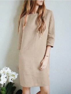 Women's Casual Dress Cotton Linen Dress Shift Dress Midi Dress Linen / Cotton Blend Basic Classic Outdoor Daily Vacation Crew Neck Basic 3/4 Length Sleeve Summer Spring Fall 2023 Loose Fit Red Blue 7 Women's Casual Dress Cotton Linen Dress Shift Dress Midi Dress Linen / Cotton Blend Basic Classic Outdoor Daily Vacation Crew Neck Basic 3/4 Length Sleeve Summer Spring Fall 2023 Loose Fit Red Blue -Cheap Plus Fit Dress Store ajmgvt1690357257360