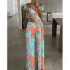 Women's Jumpsuit Print Floral V Neck Elegant Daily Holiday Straight Regular Fit Short Sleeve Blue S M L Spring