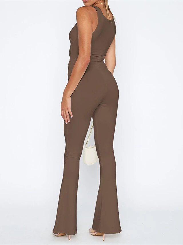 Women's Jumpsuit Workout Bodysuit Cut Out Solid Color V Neck Sexy Party Going Out Regular Fit Sleeveless Brown Green Dark Gray XS S M Summer Fall Gym 10 Women's Jumpsuit Workout Bodysuit Cut Out Solid Color V Neck Sexy Party Going Out Regular Fit Sleeveless Brown Green Dark Gray XS S M Summer Fall Gym - Image 10