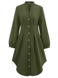 Women's Shirt Dress Casual Dress Mini Dress Outdoor Daily Date Polyester Fashion Modern V Neck Ruched Button Long Sleeve Fall Winter 2023 Loose Fit ArmyGreen Orange Apricot Pure Color S M L XL 31 Women's Shirt Dress Casual Dress Mini Dress Outdoor Daily Date Polyester Fashion Modern V Neck Ruched Button Long Sleeve Fall Winter 2023 Loose Fit ArmyGreen Orange Apricot Pure Color S M L XL -Cheap Plus Fit Dress Store amepoa1695644881415