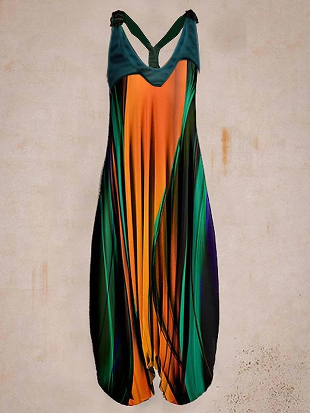 Women's Jumpsuits Maternity Casual Summer Print Floral V Neck Going Out Beach Harem Loose Sleeveless Green Black Blue S M L Spring 4 Women's Jumpsuits Maternity Casual Summer Print Floral V Neck Going Out Beach Harem Loose Sleeveless Green Black Blue S M L Spring - Image 4