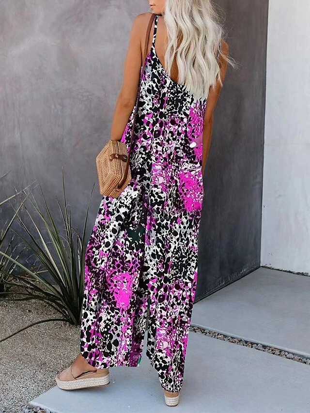 Women's Jumpsuit Pocket Print Leopard V Neck Streetwear Street Daily Regular Fit Sleeveless Royal Blue Fuchsia Orange S M L Summer 11 Women's Jumpsuit Pocket Print Leopard V Neck Streetwear Street Daily Regular Fit Sleeveless Royal Blue Fuchsia Orange S M L Summer - Image 11