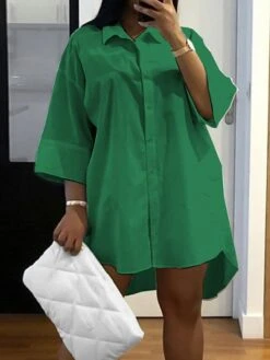 Women‘s Plus Size Curve Shirt Dress Solid Color Shirt Collar Long Sleeve Fall Spring Basic Casual Short Mini Dress Casual Daily Dress 17 Women‘s Plus Size Curve Shirt Dress Solid Color Shirt Collar Long Sleeve Fall Spring Basic Casual Short Mini Dress Casual Daily Dress -Cheap Plus Fit Dress Store amramt1646132165610