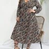 Women's Plus Size T Shirt Dress Casual Dress Floral Dress Floral Print V Neck Midi Dress Fashion Streetwear Outdoor Street Long Sleeve Loose Fit Rainbow Fall Winter XL XXL 3XL 4XL 5XL