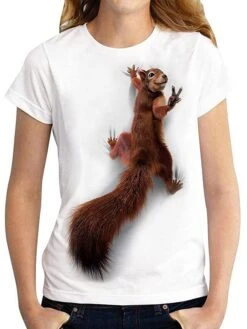 Women's T Shirt Tee White Graphic Animal 3D Print Short Sleeve Daily Weekend Basic Round Neck Regular Fit 3D Printed