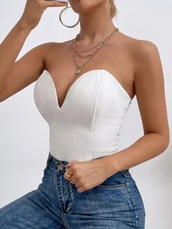 Cheap Plus Fit Dress Store 8 Women's Bodysuit Backless Solid Color Bandeau Elegant Party Party & Evening Regular Fit Sleeveless Green White Black XS S M Spring