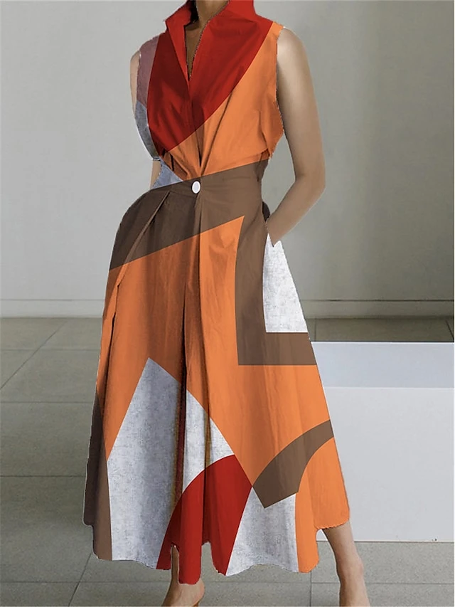 Women's Shirt Dress Casual Dress Swing Dress Maxi Long Dress Outdoor Office Daily Polyester Fashion Modern Shirt Collar Button Pocket Sleeveless Summer Spring 2023 Loose Fit Yellow Dark Pink Blue 2 Women's Shirt Dress Casual Dress Swing Dress Maxi Long Dress Outdoor Office Daily Polyester Fashion Modern Shirt Collar Button Pocket Sleeveless Summer Spring 2023 Loose Fit Yellow Dark Pink Blue - Image 2