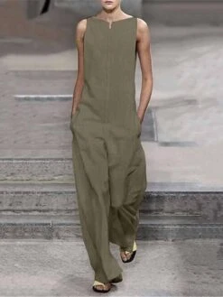 White Jumpsuits For Women Summer Dressy Clean Fit White Pocket Solid Color Crew Neck Streetwear Street Elegant Daily Regular Fit Sleeveless Black Wine S M L Summer 15 White Jumpsuits For Women Summer Dressy Clean Fit White Pocket Solid Color Crew Neck Streetwear Street Elegant Daily Regular Fit Sleeveless Black Wine S M L Summer -Cheap Plus Fit Dress Store aqhzzl1680576987196