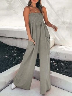 Women's Jumpsuits Casual Summer Pocket Red Solid Color Square Neck Streetwear Holiday Going Out Regular Fit Strap Black White S M L -Cheap Plus Fit Dress Store aqlwnu1685344292558