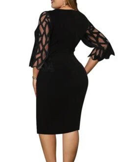 Women‘s Plus Size Curve Party Dress Floral Crew Neck Print 3/4 Length Sleeve Spring Fall Prom Dress Midi Dress Date Vacation Dress -Cheap Plus Fit Dress Store ariyet1628576322169