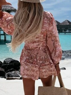 Women's Romper Print Floral V Neck Streetwear Street Going Out Regular Fit Long Sleeve Pink Red Blue S M L Summer 33 Women's Romper Print Floral V Neck Streetwear Street Going Out Regular Fit Long Sleeve Pink Red Blue S M L Summer -Cheap Plus Fit Dress Store asnees1681877093863
