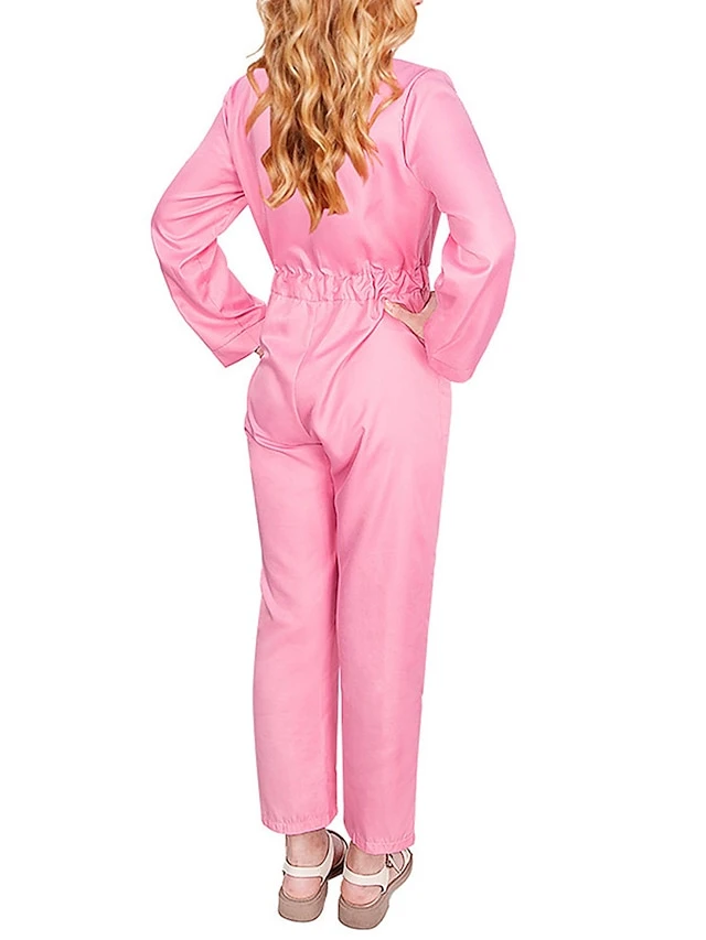 Women‘s Jumpsuit Halloween Pocket Drawstring Pink Fall Winter Solid Color Shirt Collar Streetwear Street Daily Regular Fit Long Sleeve S M L Fall 3 Women‘s Jumpsuit Halloween Pocket Drawstring Pink Fall Winter Solid Color Shirt Collar Streetwear Street Daily Regular Fit Long Sleeve S M L Fall - Image 3