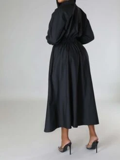 Women's Shirt Dress Casual Dress Swing Dress Maxi Long Dress Outdoor Daily Vacation Cotton And Linen Fashion Casual Shirt Collar Button Rolled Cuff Long Sleeve Spring Fall Winter 2023 Slim Black -Cheap Plus Fit Dress Store auirqc1695027665589