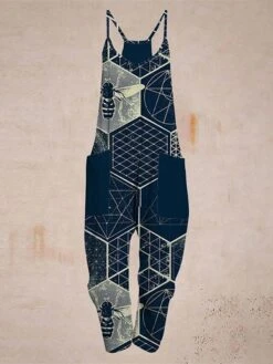 Women's Jumpsuit Pocket Print Animal Crew Neck Streetwear Street Daily Regular Fit Sleeveless Blue Pink Dark Gray S M L Spring