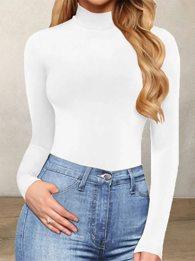 Women's Bodysuit Print Leopard Stand Collar Streetwear Street Daily Regular Fit Long Sleeve Picture Color 1 Picture Color 2 Picture Color 3 S M L Fall 3 Women's Bodysuit Print Leopard Stand Collar Streetwear Street Daily Regular Fit Long Sleeve Picture Color 1 Picture Color 2 Picture Color 3 S M L Fall - Image 3