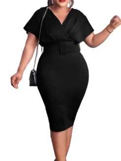 Women‘s Plus Size Curve Easter Dress Work Dress Solid Color V Neck Short Sleeve Spring Dress Fall Work Formal Knee Length Dress Date Vacation Dress 22 Women‘s Plus Size Curve Easter Dress Work Dress Solid Color V Neck Short Sleeve Spring Dress Fall Work Formal Knee Length Dress Date Vacation Dress -Cheap Plus Fit Dress Store ayakxt1661334437044