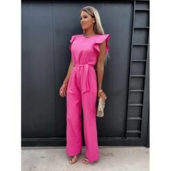 Women's Jumpsuit Ruffle Solid Color Crew Neck Elegant Vacation Going Out Wide Leg Regular Fit Sleeveless Blue Pink Khaki S M L Spring 10 Women's Jumpsuit Ruffle Solid Color Crew Neck Elegant Vacation Going Out Wide Leg Regular Fit Sleeveless Blue Pink Khaki S M L Spring -Cheap Plus Fit Dress Store ayxpzq1652071141951