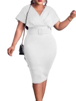 Women‘s Plus Size Curve Easter Dress Work Dress Solid Color V Neck Short Sleeve Spring Dress Fall Work Formal Knee Length Dress Date Vacation Dress 21 Women‘s Plus Size Curve Easter Dress Work Dress Solid Color V Neck Short Sleeve Spring Dress Fall Work Formal Knee Length Dress Date Vacation Dress -Cheap Plus Fit Dress Store azlpmb1661334436834