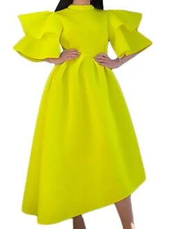 Women‘s Plus Size Curve Party Dress Solid Color Crew Neck Half Sleeve Spring Fall Elegant Modern Maxi Long Dress Formal Party Dress -Cheap Plus Fit Dress Store bebvyl1669704986156
