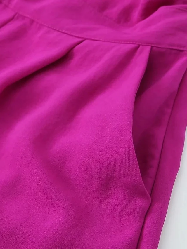 Women's Jumpsuit Pocket Solid Color One Shoulder Active Daily Vacation Wide Leg Slim Long Sleeve Fuchsia XS S M Fall 6 Women's Jumpsuit Pocket Solid Color One Shoulder Active Daily Vacation Wide Leg Slim Long Sleeve Fuchsia XS S M Fall - Image 6
