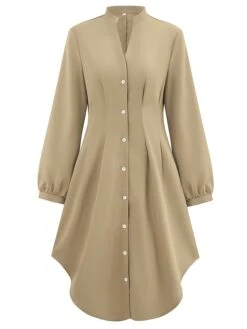 Women's Shirt Dress Casual Dress Mini Dress Outdoor Daily Date Polyester Fashion Modern V Neck Ruched Button Long Sleeve Fall Winter 2023 Loose Fit ArmyGreen Orange Apricot Pure Color S M L XL 29 Women's Shirt Dress Casual Dress Mini Dress Outdoor Daily Date Polyester Fashion Modern V Neck Ruched Button Long Sleeve Fall Winter 2023 Loose Fit ArmyGreen Orange Apricot Pure Color S M L XL -Cheap Plus Fit Dress Store bhkxbz1695644880329