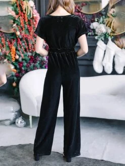 Women's Jumpsuit Lace Up High Waist Solid Color Round Neck Active Christmas Daily Regular Fit Short Sleeve Black Wine Green S M L Fall -Cheap Plus Fit Dress Store blocai1697679531132
