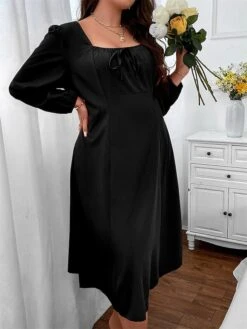 Women‘s Plus Size Curve Party Dress Cocktail Dress Wedding Guest Dress Black Dress Midi Dress Long Sleeve Pure Color Ruched Spring Fall Winter Square Neck Fashion Birthday Wedding Guest Vacation 13 Women‘s Plus Size Curve Party Dress Cocktail Dress Wedding Guest Dress Black Dress Midi Dress Long Sleeve Pure Color Ruched Spring Fall Winter Square Neck Fashion Birthday Wedding Guest Vacation -Cheap Plus Fit Dress Store bnjgzy1691648096122