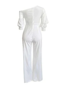 Women's Jumpsuit High Waist Solid Color Cold Shoulder Elegant Party Xmas Christmas Regular Fit 3/4 Length Sleeve White Blue Green S M L Fall 23 Women's Jumpsuit High Waist Solid Color Cold Shoulder Elegant Party Xmas Christmas Regular Fit 3/4 Length Sleeve White Blue Green S M L Fall -Cheap Plus Fit Dress Store boxjkf1695347378165