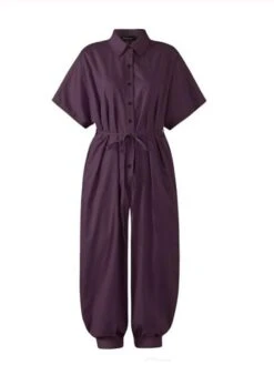 Jumpsuits For Women Summer Solid Color Shirt Collar Casual Work Daily Regular Fit Short Sleeve Black Leopard Black Camouflage Purple Leopard S M L -Cheap Plus Fit Dress Store bpltnb1646041503576