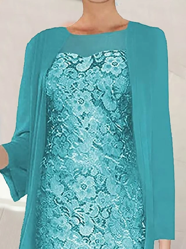 Women's Two Piece Dress Set Party Dress Lace Dress Formal Party Fashion Party Lace Midi Dress Crew Neck Long Sleeve Plain Regular Fit Green Fall Winter S M L XL 2 Women's Two Piece Dress Set Party Dress Lace Dress Formal Party Fashion Party Lace Midi Dress Crew Neck Long Sleeve Plain Regular Fit Green Fall Winter S M L XL - Image 2