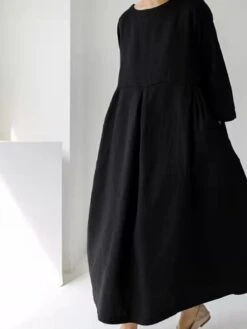 Women's Casual Dress Cotton Dress Swing Dress Maxi Long Dress Cotton Casual Outdoor Winter Dress Holiday Crew Neck Ruched Pocket Long Sleeve Summer Spring Fall 2023 Loose Fit Black Dark Green Brown 15 Women's Casual Dress Cotton Dress Swing Dress Maxi Long Dress Cotton Casual Outdoor Winter Dress Holiday Crew Neck Ruched Pocket Long Sleeve Summer Spring Fall 2023 Loose Fit Black Dark Green Brown -Cheap Plus Fit Dress Store bqstsd1655365504418