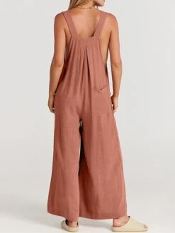 Women's Jumpsuit Pocket Solid Color Square Neck Streetwear Street Daily Regular Fit Sleeveless Yellow Pink Navy Blue S M L Summer -Cheap Plus Fit Dress Store bqudhe1679468957717