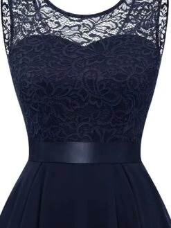 Women‘s Plus Size Curve Black Dress Easter Dress Lace Sleeveless Party Dress Solid Color Crew Neck Spring Fall Prom Dress Maxi Dress Party Club Dress Dress -Cheap Plus Fit Dress Store brgopw1650968966897