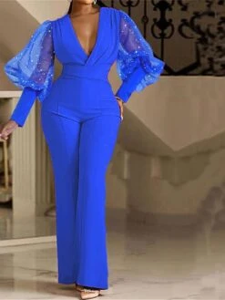 Women's Jumpsuit High Waist Solid Color V Neck Streetwear Wedding Party Regular Fit Long Sleeve Red Blue Fuchsia S M L Spring 9 Women's Jumpsuit High Waist Solid Color V Neck Streetwear Wedding Party Regular Fit Long Sleeve Red Blue Fuchsia S M L Spring -Cheap Plus Fit Dress Store btghwo1680603550090