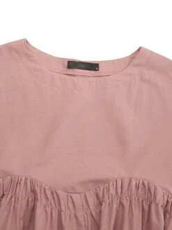 Women's Casual Dress Cotton Linen Dress Swing Dress Long Dress Maxi Dress Black Pink Green Short Sleeve Pure Color Ruched Spring Fall Autumn Crew Neck Elegant Vacation Loose Fit 2022 S M L XL XXL 3XL -Cheap Plus Fit Dress Store btgyet1629970909988