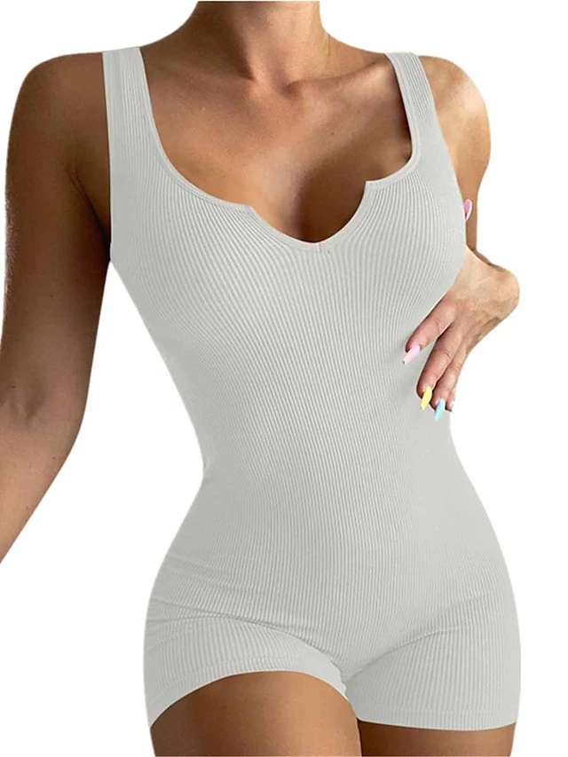 Women's Romper Workout Bodysuit Backless High Waist Solid Color U Neck Sexy Street Daily Regular Fit Sleeveless Black White Wine XS S M Summer Fall Gym 5 Women's Romper Workout Bodysuit Backless High Waist Solid Color U Neck Sexy Street Daily Regular Fit Sleeveless Black White Wine XS S M Summer Fall Gym - Image 5