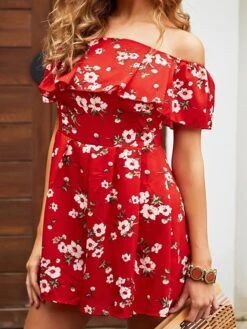 Women's Romper Backless Print Floral Off Shoulder Basic Street Holiday Regular Fit Short Sleeve Red S M L Spring 13 Women's Romper Backless Print Floral Off Shoulder Basic Street Holiday Regular Fit Short Sleeve Red S M L Spring -Cheap Plus Fit Dress Store bvpdon1675736550872